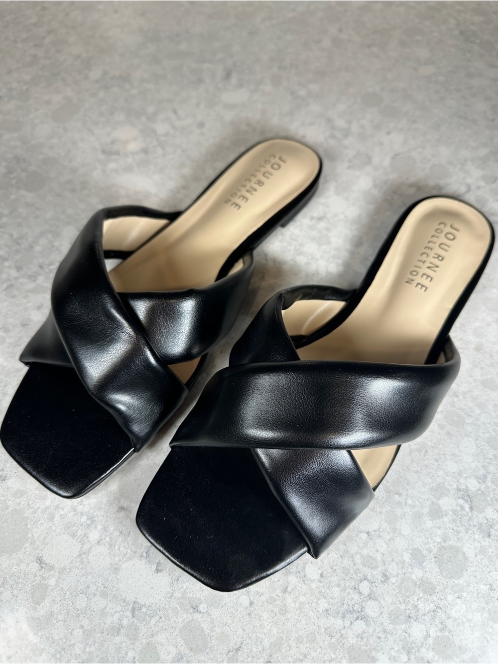 Journee Collection Black Crisscross Slide Mules